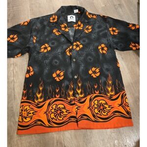 Vintage Geniune Ocean Current Hawaiin Shirt Flames Mens Size M